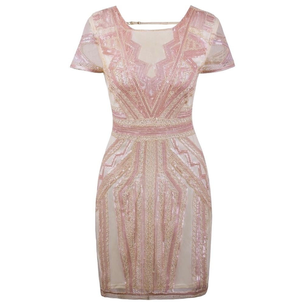 Chic Pink Geometric Mini Dress